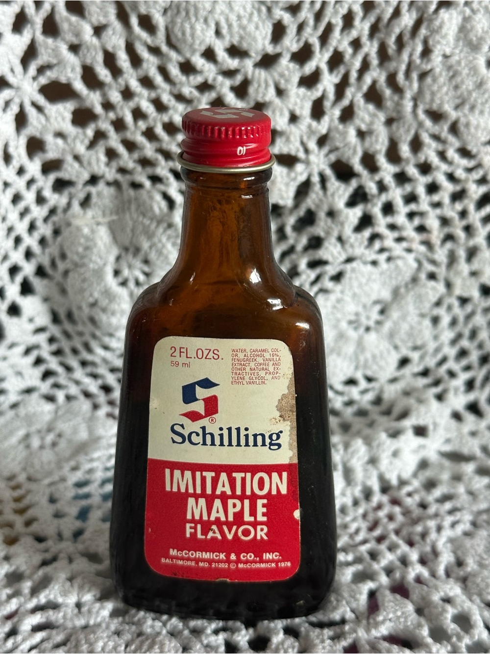 Schilling Imitation Maple Flavor - Amber Bottle, Vintage Glass/Prop/Kitchen